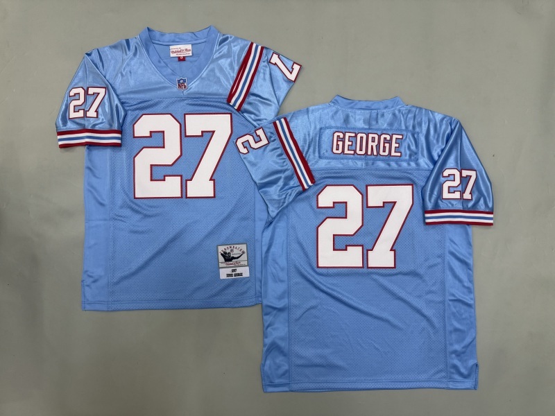 Men 2025 Tennessee Titans 27 George Light blue Throwback Limited NFL Jersey style 001